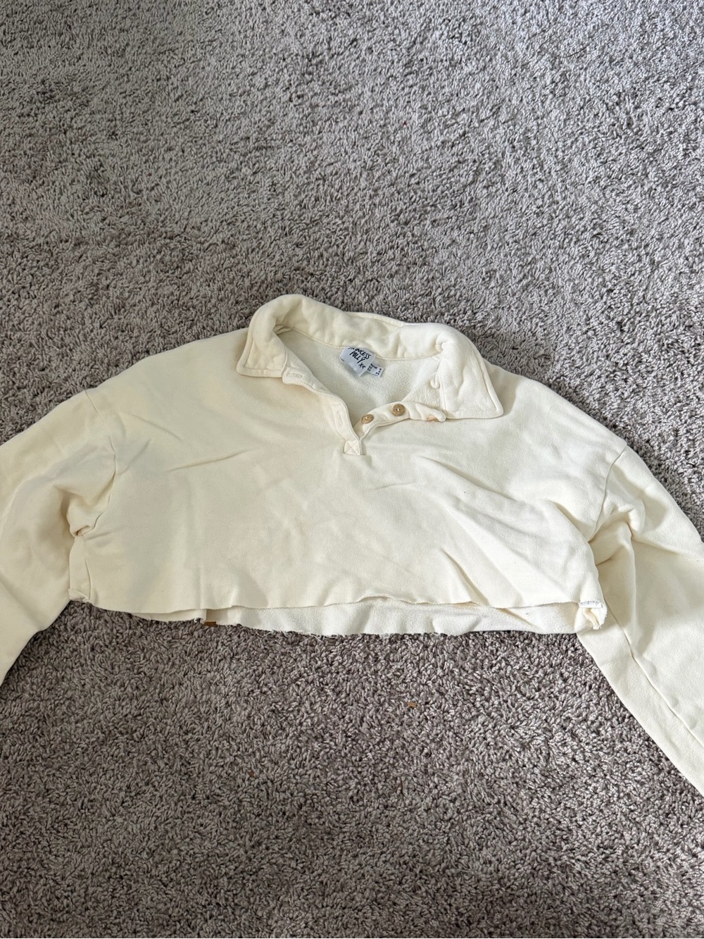 Princess Polly Cropped Polo Top in Light Cream